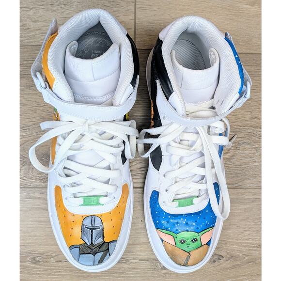 Nike Air Force 1 Mens High Top Sneakers 13 Star Wars Mandalorian Custom Painted - Picture 6 of 12